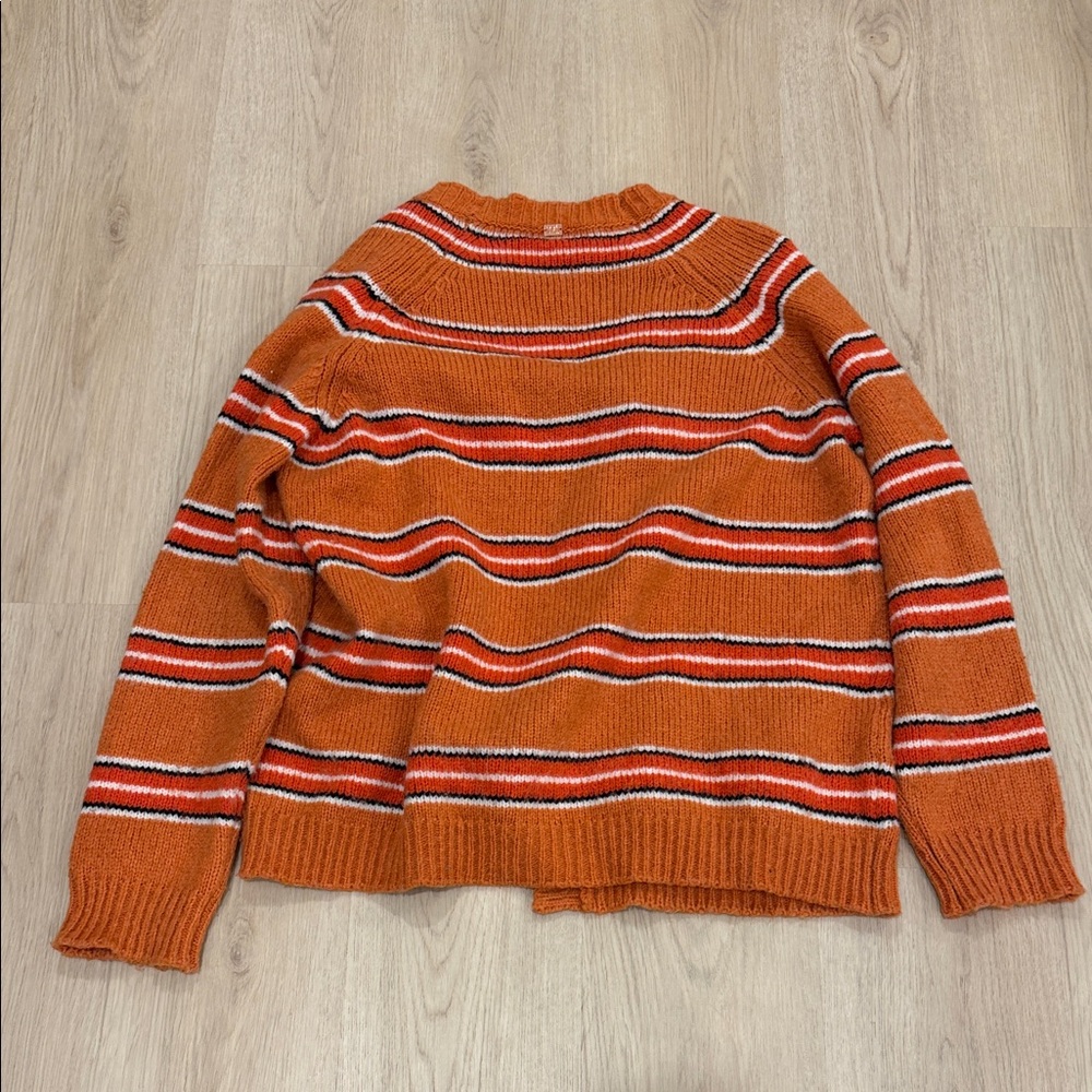 For Love & Lemons Medium Striped Orange Cardigan Sweater - Picture 6 of 7